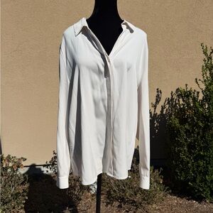 Theory White Silk Stretch Blouse – Size L